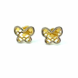 PENDIENTES ORO 18KT MARIPOSA BICOLOR D10X8MM PESO G0,65