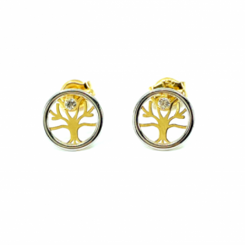 PENDIENTES ORO 18KT ARBOL VIDA BICOLOR D8MM PESO G0,60