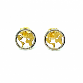 PENDIENTES ORO 18KT MAPAMUNDI BICOLOR D8MM PESO G0,60