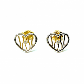 PENDIENTES ORO 18KT CORAZON BICOLOR D9X8MM PESO G0,60