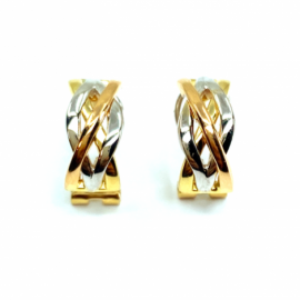 PENDIENTES ORO 18KT NUDO BICOLOR D15X7MM PESO G4,95