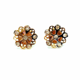 PENDIENTES ORO 18KT MANDALA BICOLOR D11MM PESO G1,50