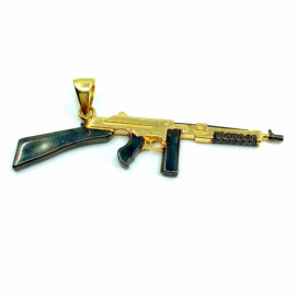 COLGANTE ORO 18KT AK-47 MACIZA D50X14X2,5MM PESO G6,90