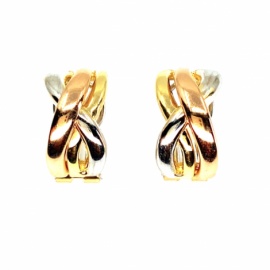 PENDIENTES ORO 18KT TRENZA TRICOLOR D16X9MM PESO G5,95