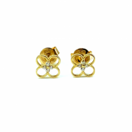 PENDIENTES ORO 18KT FLOR CIRCONITAS D6,5MM PESO G0,90