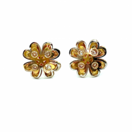 PENDIENTES ORO 18KT TREBOL CORAZONES BICOLOR D10MM PESO G1,20