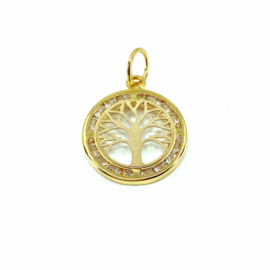 COLGANTE ORO 18KT ARBOL DE LA VIDA BICOLOR CIRCONITAS D16MM PESO G1,30