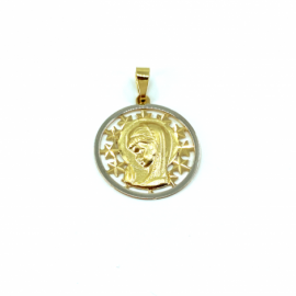 MEDALLA ORO 18KT VIRGEN NIÑA BICOLOR D18MM PESO G1,60