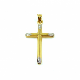 CRUZ ORO 18KT TUBO BICOLOR D32X19MM PESO G1,25