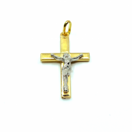 CRUZ ORO 18KT BICOLOR CRISTO RELIEVE D29X19MM PESO G3,05