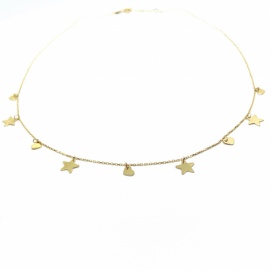 GARGANTILLA ORO 18KT ESTRELLA CORAZON 45CM+3CM PESO G1,95