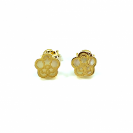 PENDIENTES ORO 18KT BEBE FLOR NACAR D6,5MM PESO G0,90