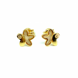 PENDIENTES ORO 18KT BEBE FLOR NACAR D7,5MM PESO G0,80