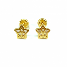 PENDIENTES ORO 18KT BEBE ESTRELLA NACAR D7MM PESO G0,90