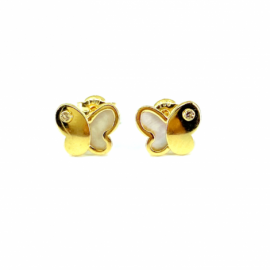 PENDIENTES ORO 18KT BEBE MARIPOSA NACAR D7X8MM PESO G1,00