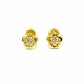 PENDIENTES ORO 18KT BEBE FLOR CIRCONITAS D6MM PESO G0,50