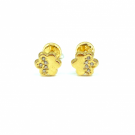 PENDIENTES ORO 18KT BEBE FLOR CIRCONITA D6MM PESO G0,55