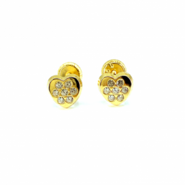 PENDIENTES ORO 18KT BEBE CORAZON CIRCONITAS D6MM PESO G0,55