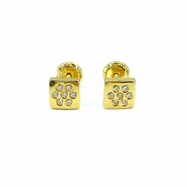 PENDIENTES ORO 18KT BEBE CUADRADO CIRCONITAS D6MM PESO G0,70