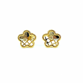 PENDIENTES ORO 18KT FLOR BICOLOR CALADA D8MM PESO G0,65