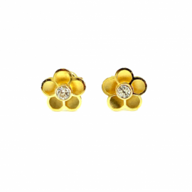 PENDIENTES ORO 18KT FLOR CIRCONITA D8MM PESO G0,85