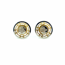 PENDIENTES ORO 18KT CIRCULO BICOLOR D9MM PESO G0,80