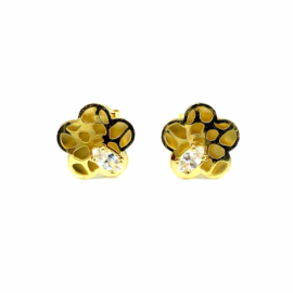 PENDIENTES ORO 18KT FLOR CIRCONITA D9MM PESO G0,90