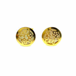 PENDIENTES ORO 18KT CIRCULO BICOLOR D8MM PESO G0,85