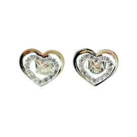 PEDIENTES ORO 18KT CORAZONES CIRCONITAS D10MM PESO G2,05