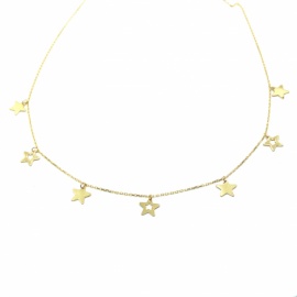 GARGANTILLA ORO 18KT ESTRELLAS CALADAS 42CM PESO G1,80