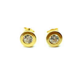 PENDIENTES ORO 18KT CHATON LISO D7MM PESO G0,85