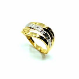 ANILLO ORO 18KT BICOLOR ONDAS D11MM PESO G3,75