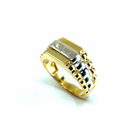 SELLO ORO 18KT BICOLOR CIRCONITA D10MM PESO G6,45