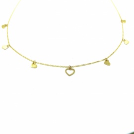 GARGANTILLA ORO 18KT CORAZONES 42CM+3 D4MM PESO G1,65