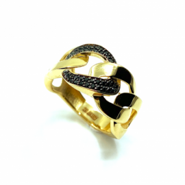 ANILLO ORO 18KT ESLABONES CIRCONITAS D13MM PESO G6,25