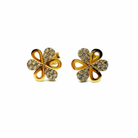 PENDIENTES ORO 18KT FLOR CIRCONITAS D10MM PESO G1,65