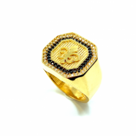 SELLO ORO 18KT FLOR DE LIS PIEDRAS D18MM PESO G8,95