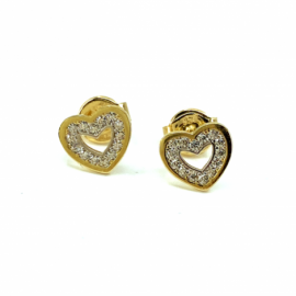 PENDIENTES ORO 18KT CORAZONES CIRCONITAS D6,5MM PESO G1,25