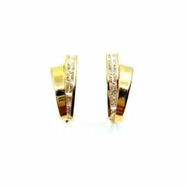 PENDIENTES ORO 18KT V CIRCONITAS D20X11MM PESO G1,45