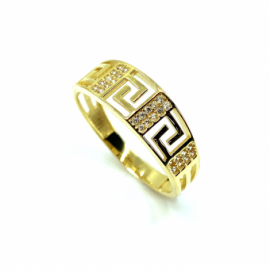 ANILLO ORO 18KT GRECA CIRCONITAS D6,90MM PESO G2,60