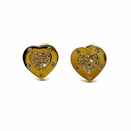 PENDIENTES ORO 18KT CORAZON CIRCONITAS D8MM PESO G2,10