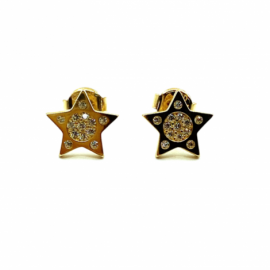 PENDIENTES ORO 18KT ESTRELLAS CIRCONITAS D9MM PESO G1,80