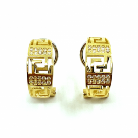 PENDIENTES ORO 18KT GRECA CIRCONITAS D15X6,5MM PESO G3,95