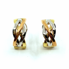 PENDIENTES ORO 18KT NUDO TRICOLOR D15X7MM PESO G4,95