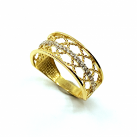 ANILLO ORO 18KT ENREJADO CIRCONITAS D7,5MM PESO G2,45