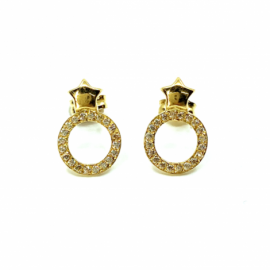 PENDIENTES ORO 18KT ESTRELLA-CÍRCULO CIRCONITAS D12X8MM PESO G1