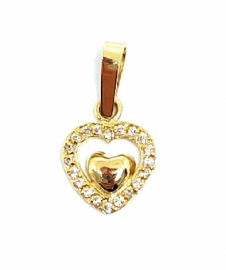 COLGANTE ORO 18KT DOBLE CORAZÓN CIRCONITAS D16X9MM G0.6