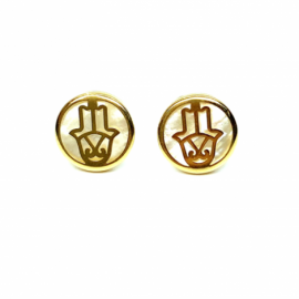 PENDIENTES ORO 18KT MANO DE FATIMA NACAR D10MM PESO G1,35