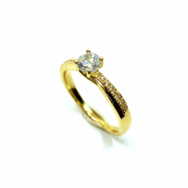 SOLITARIO ORO 18KT MACIZO CIRCONITAS D6MM PESO G6,5