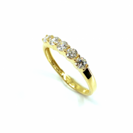 ANILLO ORO 18KT 5 CIRCONITAS GARRA D3,5MM PESO G1,95